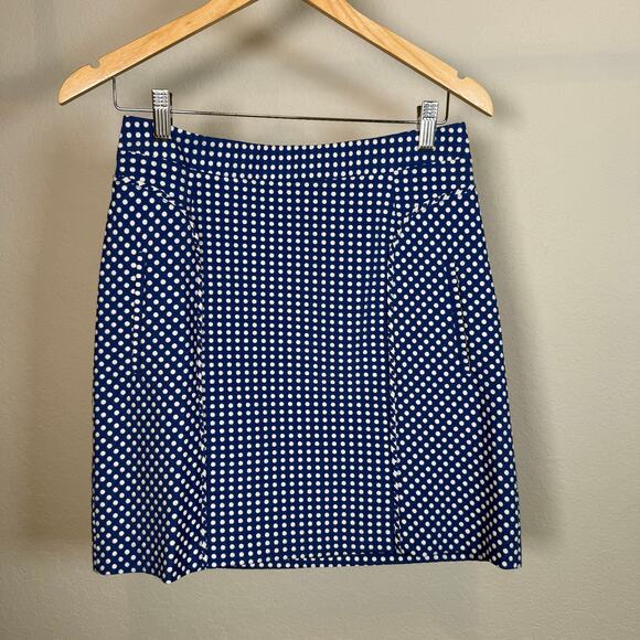 Women's Laundry by Shelli Segal Blue White Polka Dot Mini Skirt Size 4 NEW - Picture 3 of 10